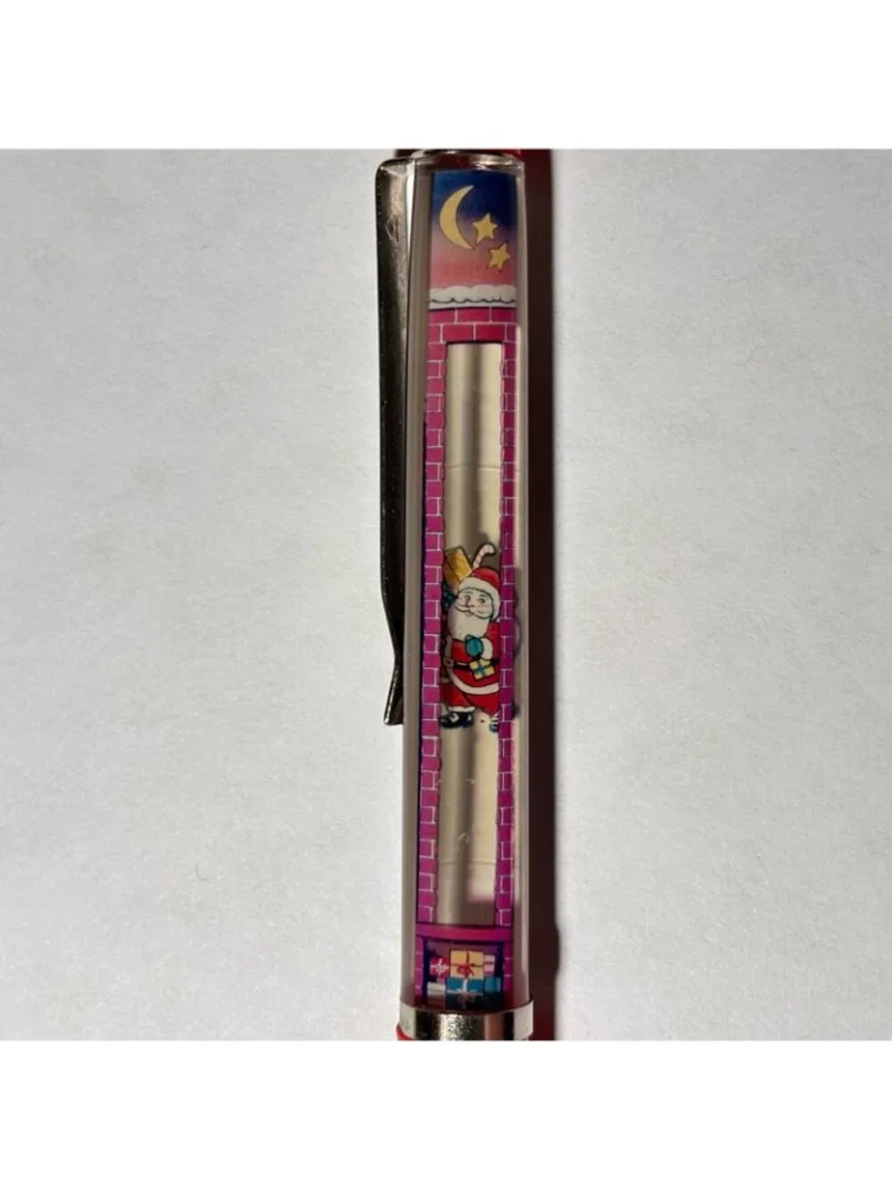 Twas the Night Before Christmas Floaty Pen Santa Slides Down Chimney with Toys